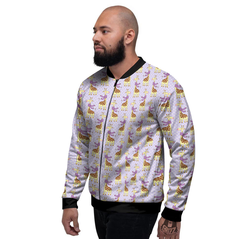 Scarf With Giraffe Print Pattern Men's Bomber Jacket-grizzshop