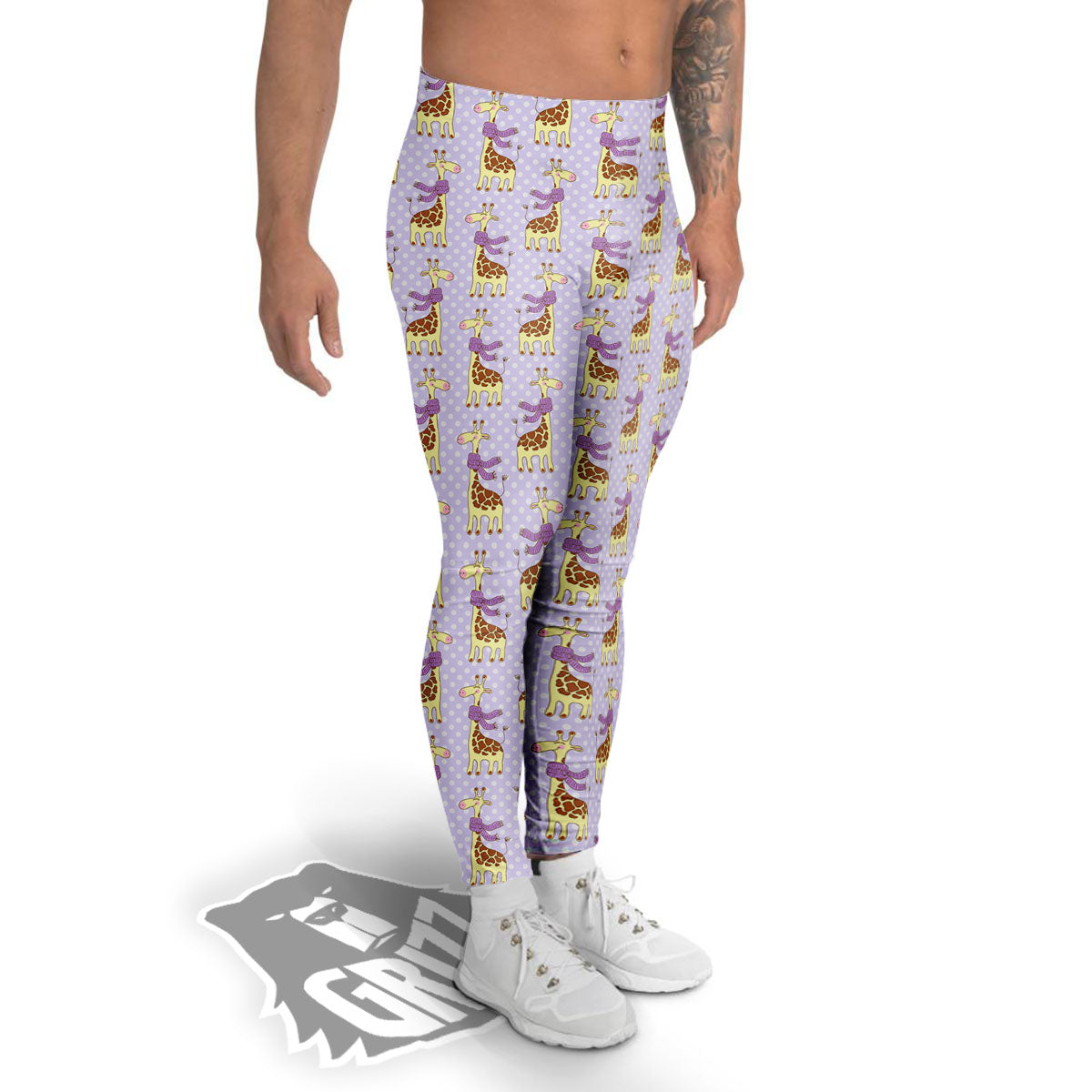 Scarf With Giraffe Print Pattern Men's Leggings-grizzshop