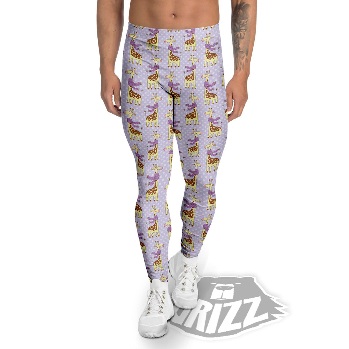 Scarf With Giraffe Print Pattern Men's Leggings-grizzshop