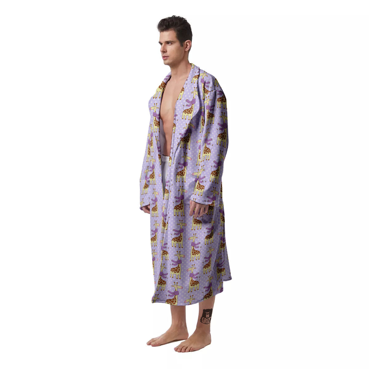 Scarf With Giraffe Print Pattern Men's Robe-grizzshop