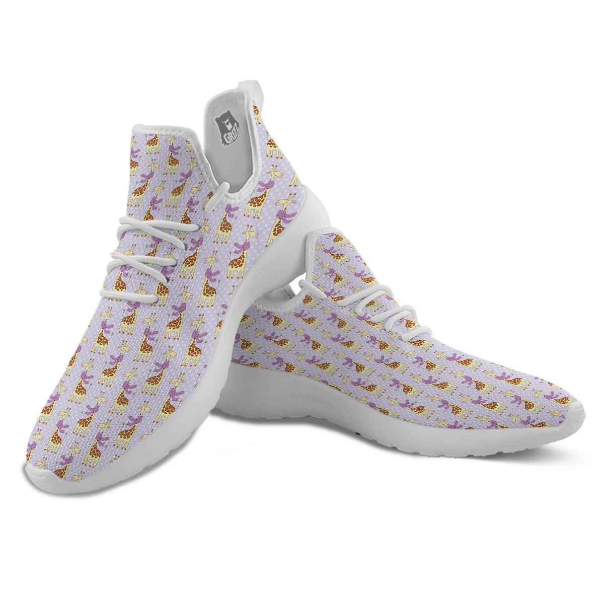Scarf With Giraffe Print Pattern White Athletic Shoes-grizzshop