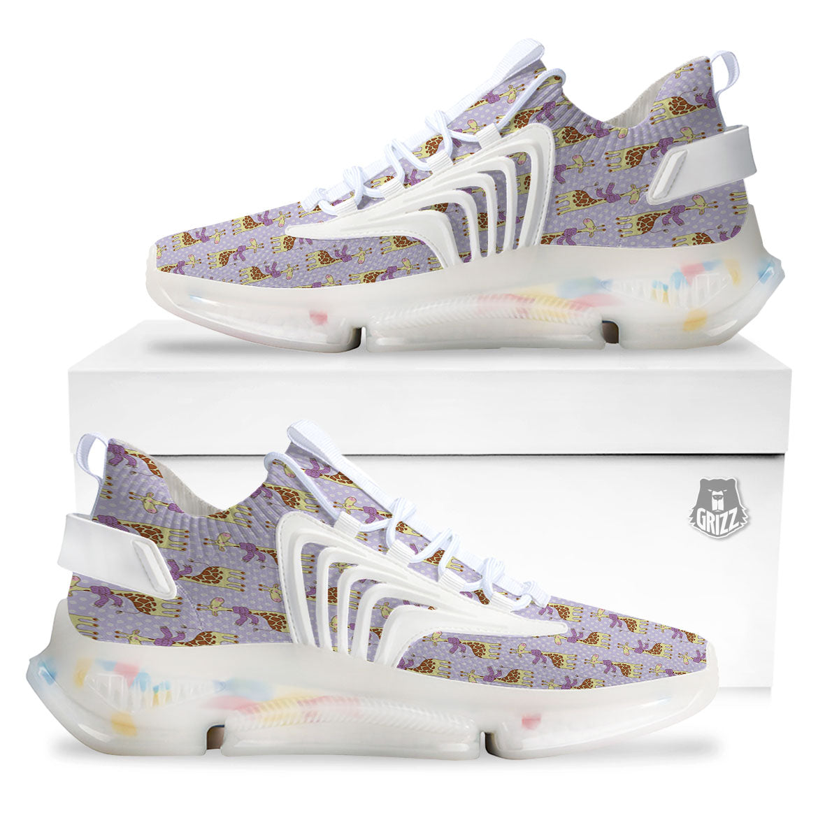 Scarf With Giraffe Print Pattern White Gym Shoes-grizzshop