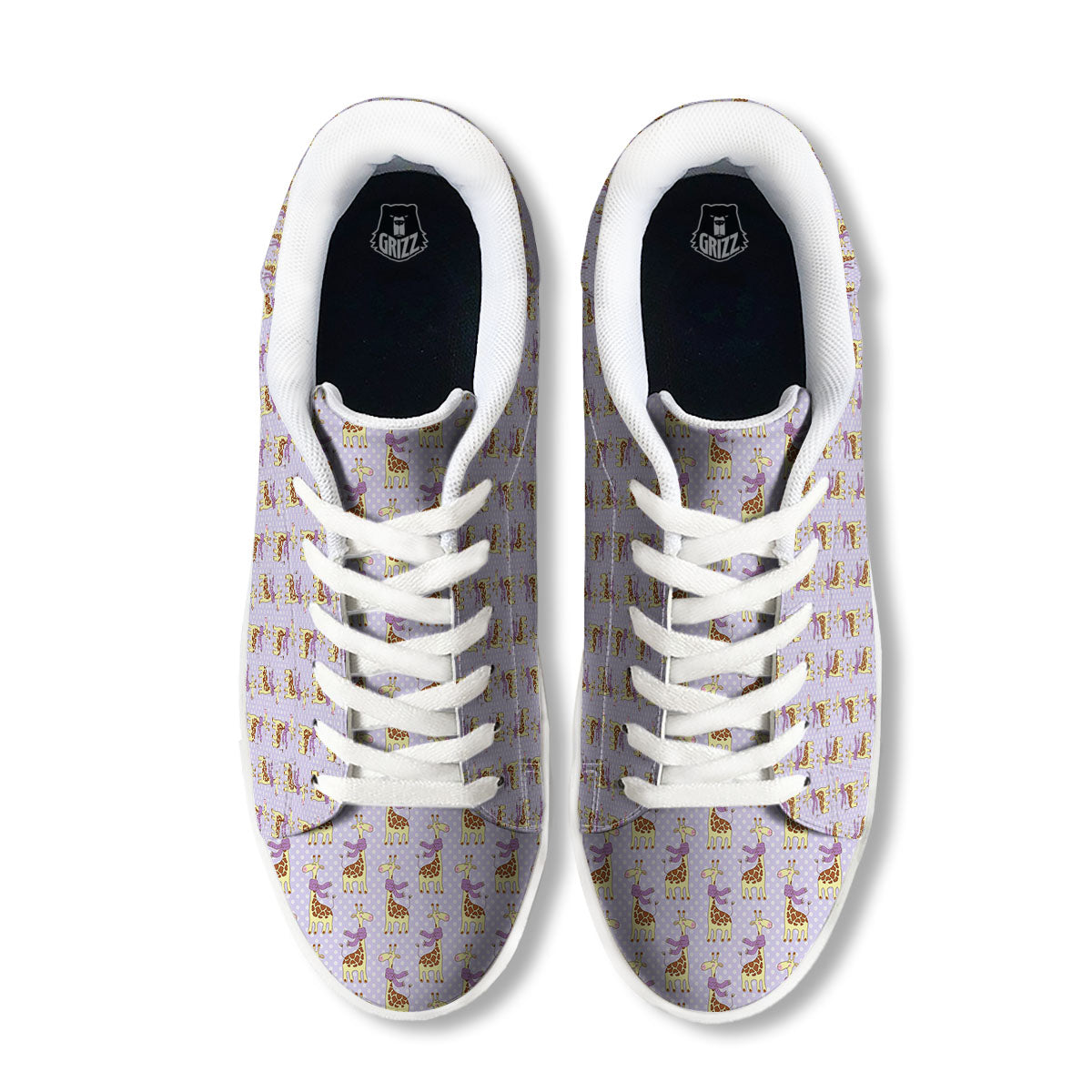 Scarf With Giraffe Print Pattern White Low Top Sneakers-grizzshop