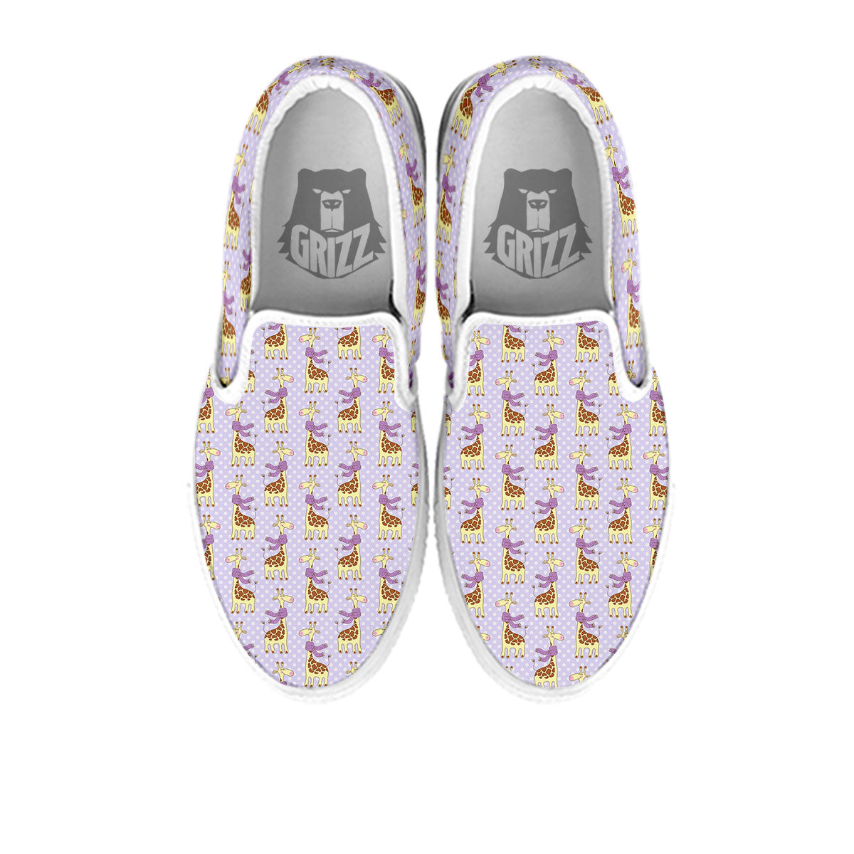 Scarf With Giraffe Print Pattern White Slip On Shoes-grizzshop