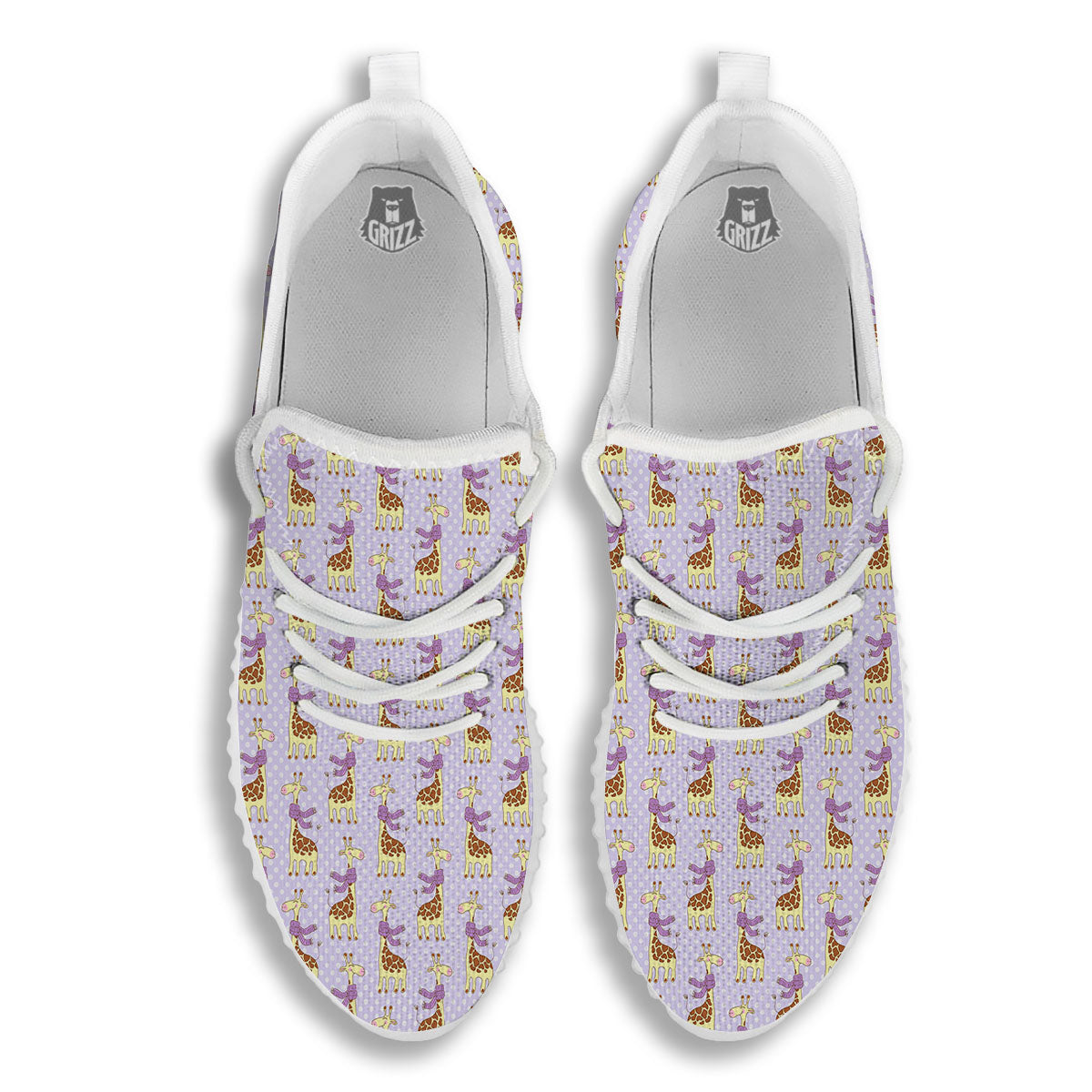 Scarf With Giraffe Print Pattern White Walking Shoes-grizzshop