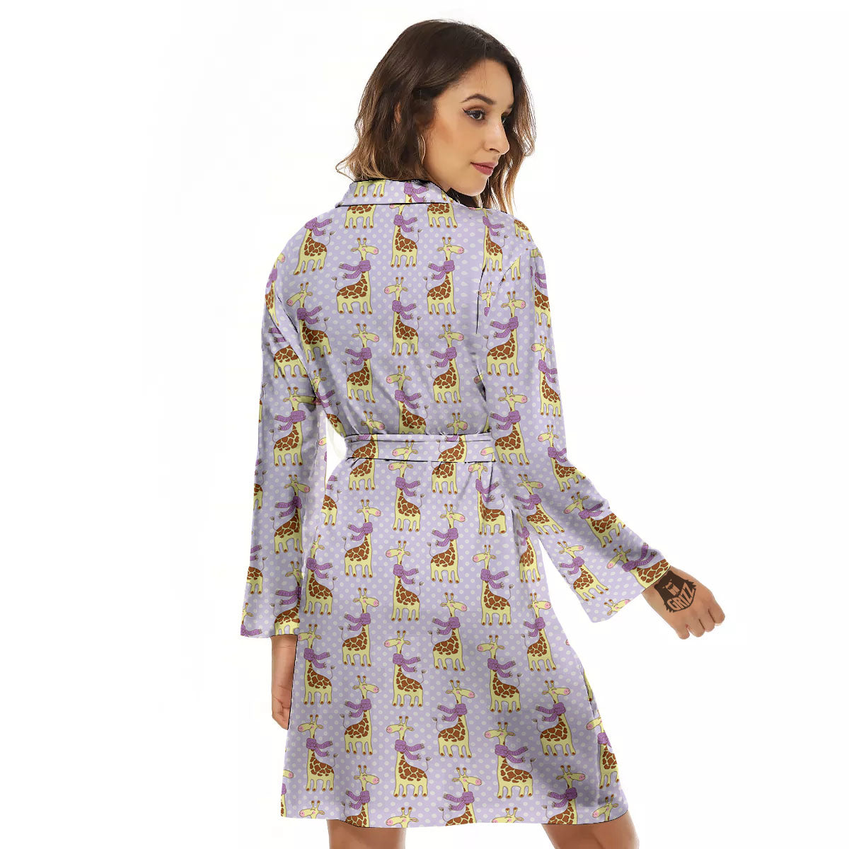 Scarf With Giraffe Print Pattern Women's Robe-grizzshop