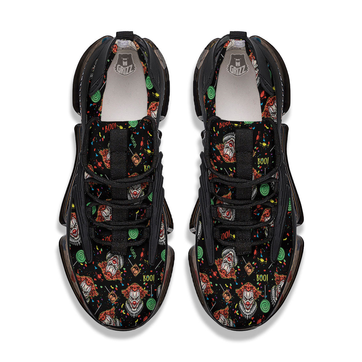 Scary Clown Halloween Print Pattern Black Gym Shoes-grizzshop