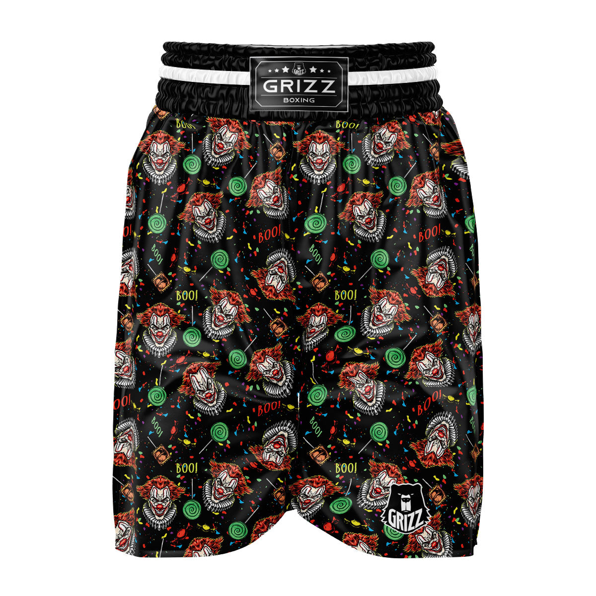 Scary Clown Halloween Print Pattern Boxing Shorts-grizzshop