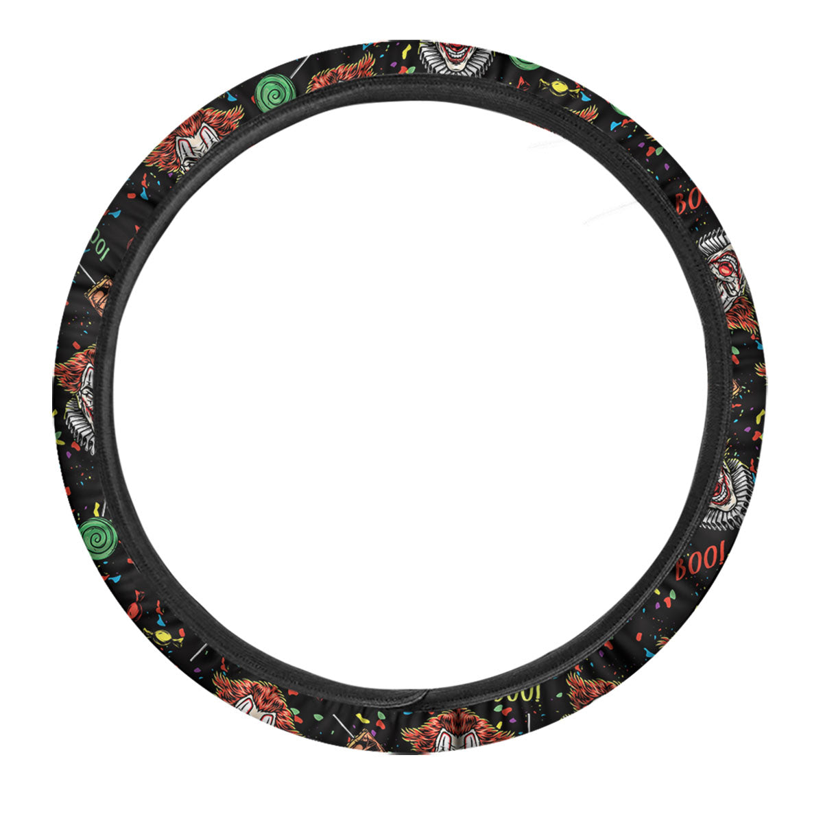 Scary Clown Halloween Print Pattern Car Steering Wheel Cover-grizzshop