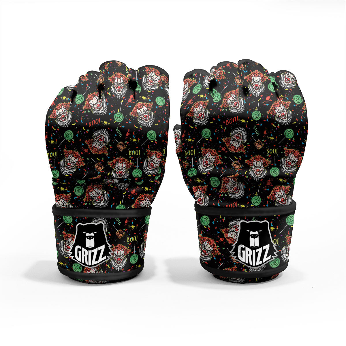 Scary Clown Halloween Print Pattern MMA Gloves-grizzshop