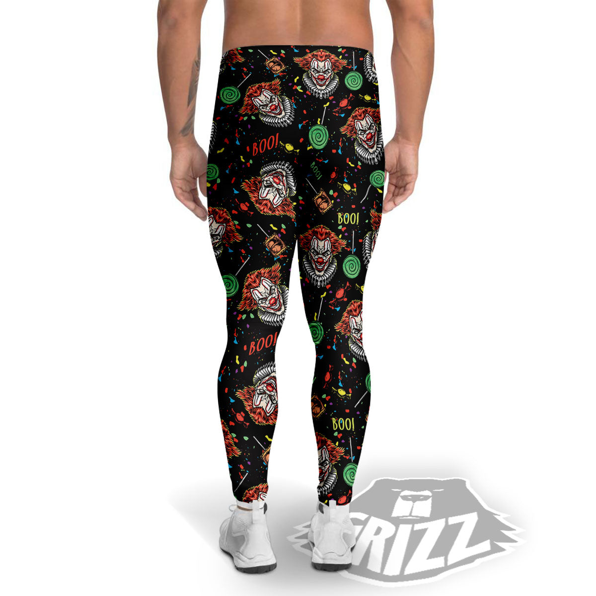 Scary Clown Halloween Print Pattern Men's Leggings-grizzshop