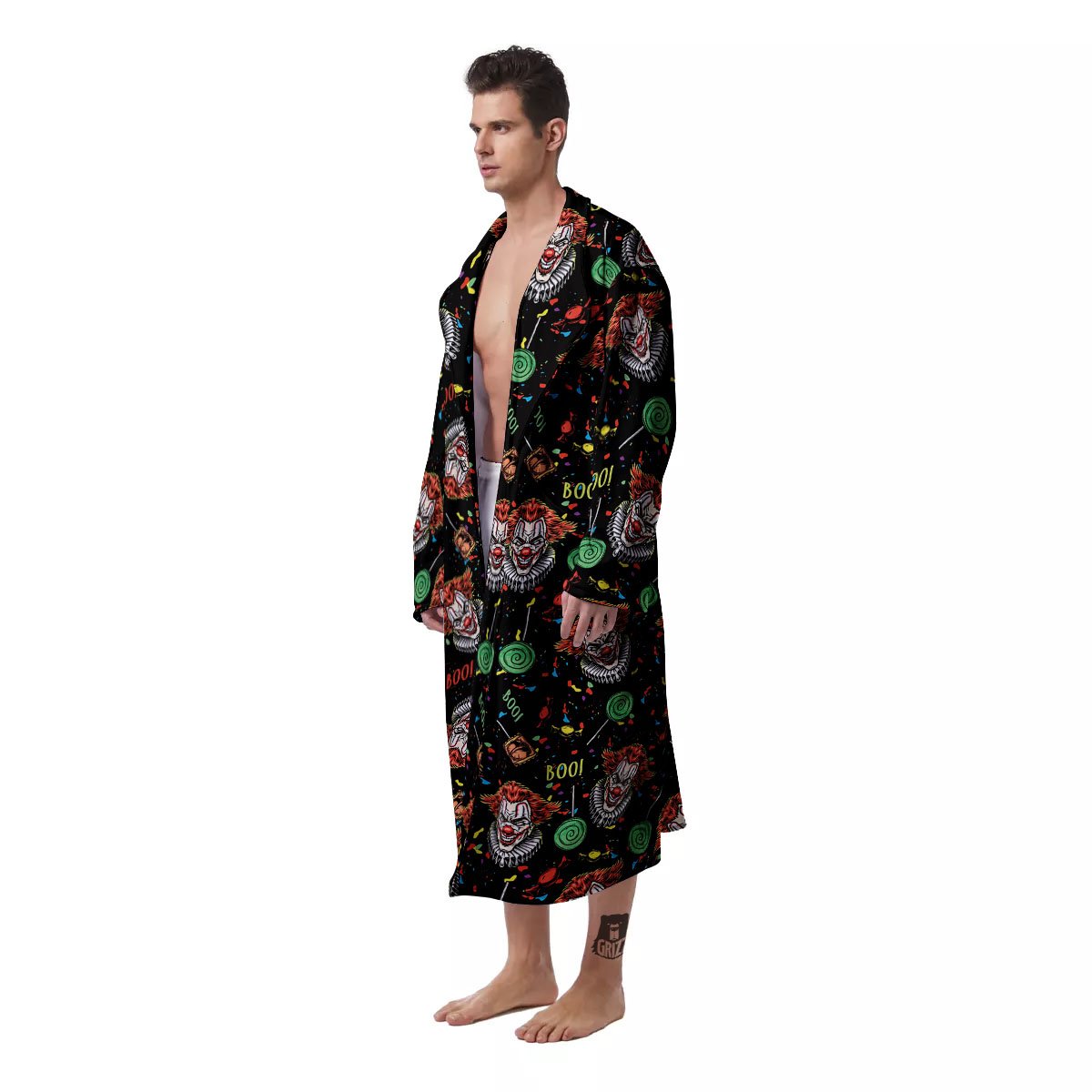 Scary Clown Halloween Print Pattern Men's Robe-grizzshop