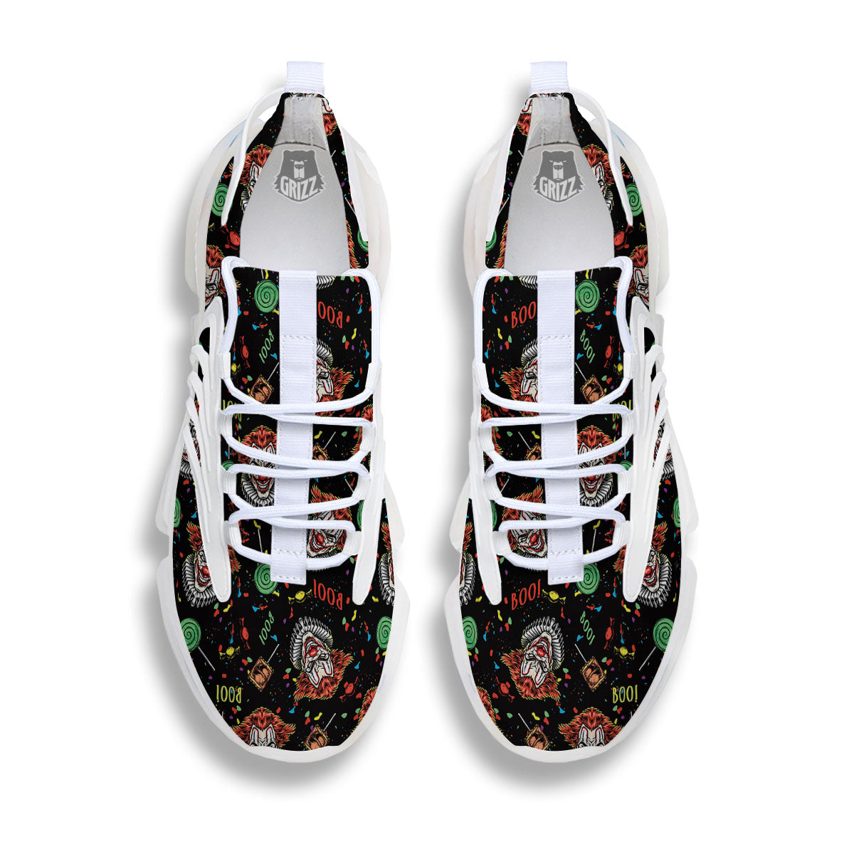 Scary Clown Halloween Print Pattern White Gym Shoes-grizzshop