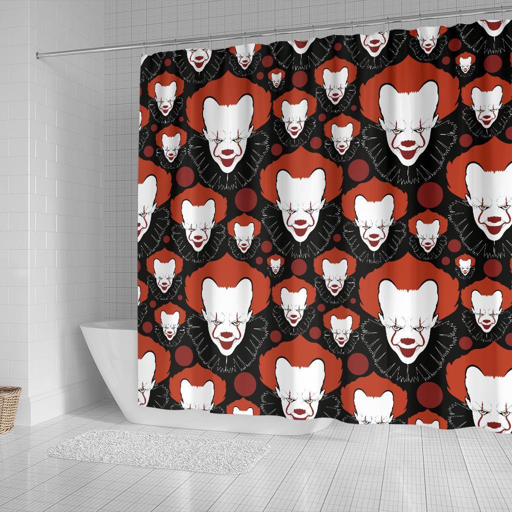 Scary Clown Pattern Print Bathroom Shower Curtain-grizzshop