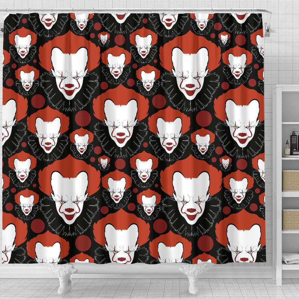 Scary Clown Pattern Print Bathroom Shower Curtain-grizzshop