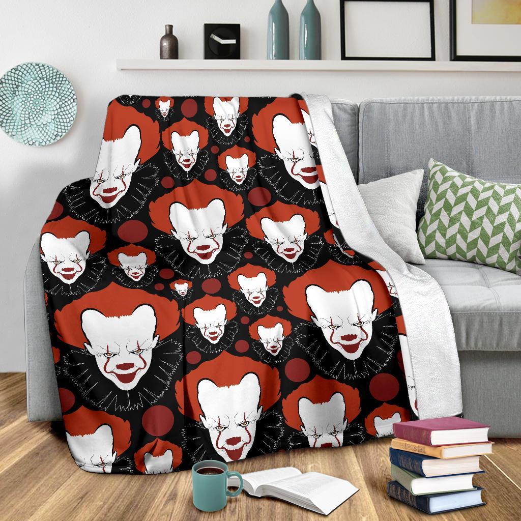 Scary Clown Pattern Print Blanket-grizzshop