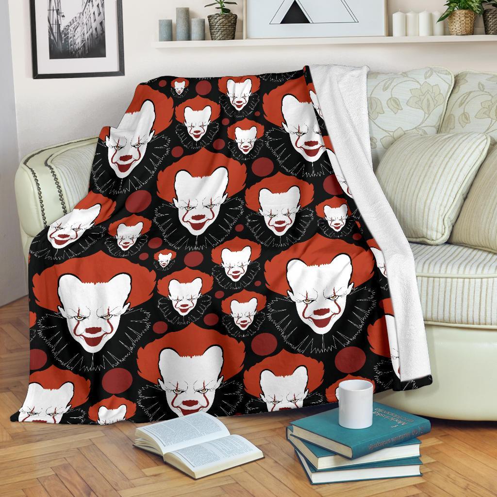 Scary Clown Pattern Print Blanket-grizzshop