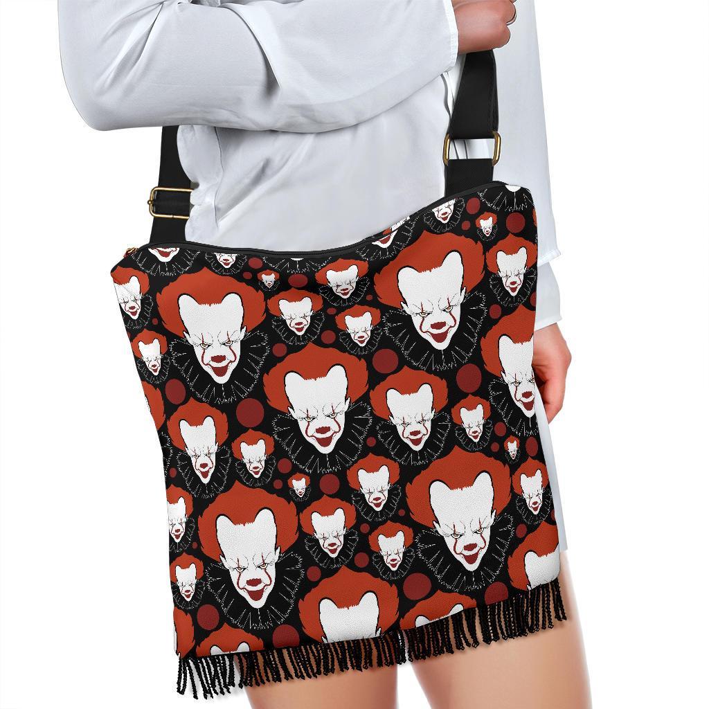 Scary Clown Pattern Print Crossbody bags-grizzshop