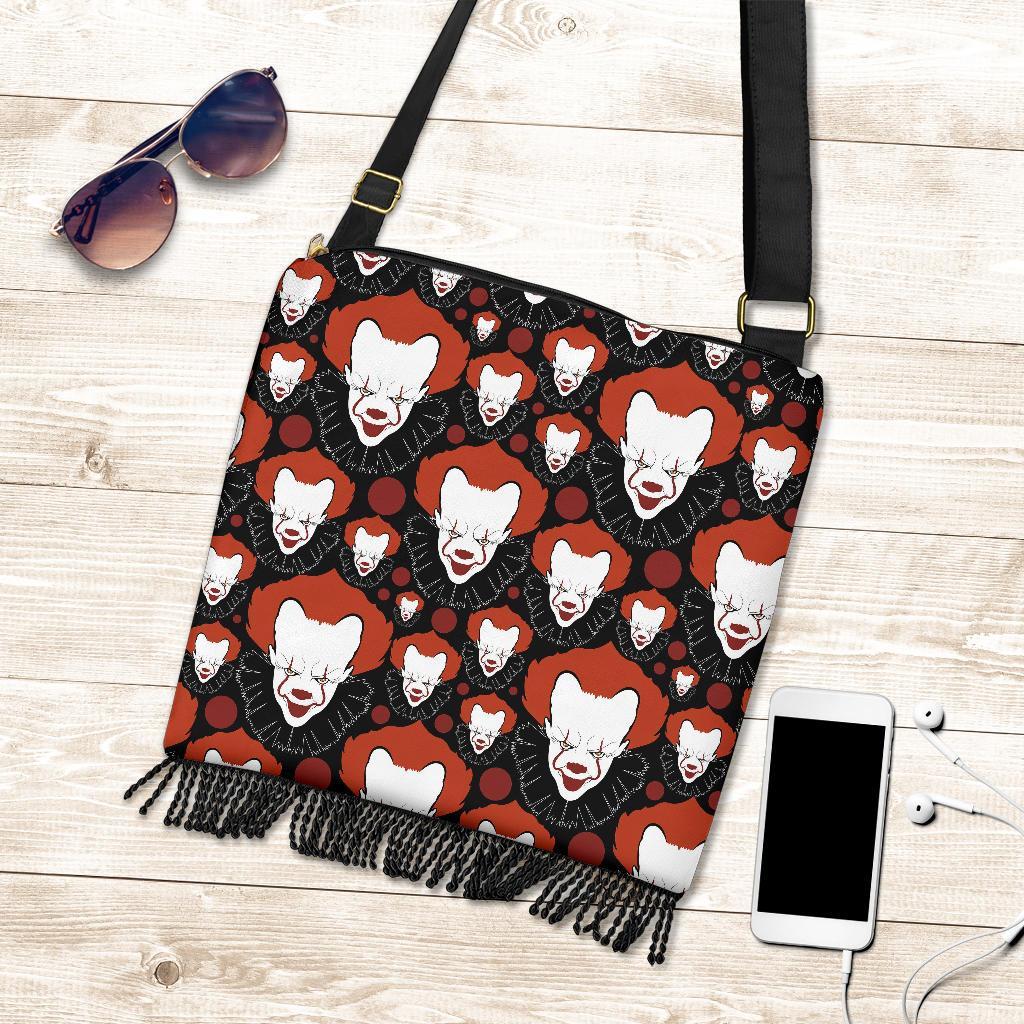 Scary Clown Pattern Print Crossbody bags-grizzshop