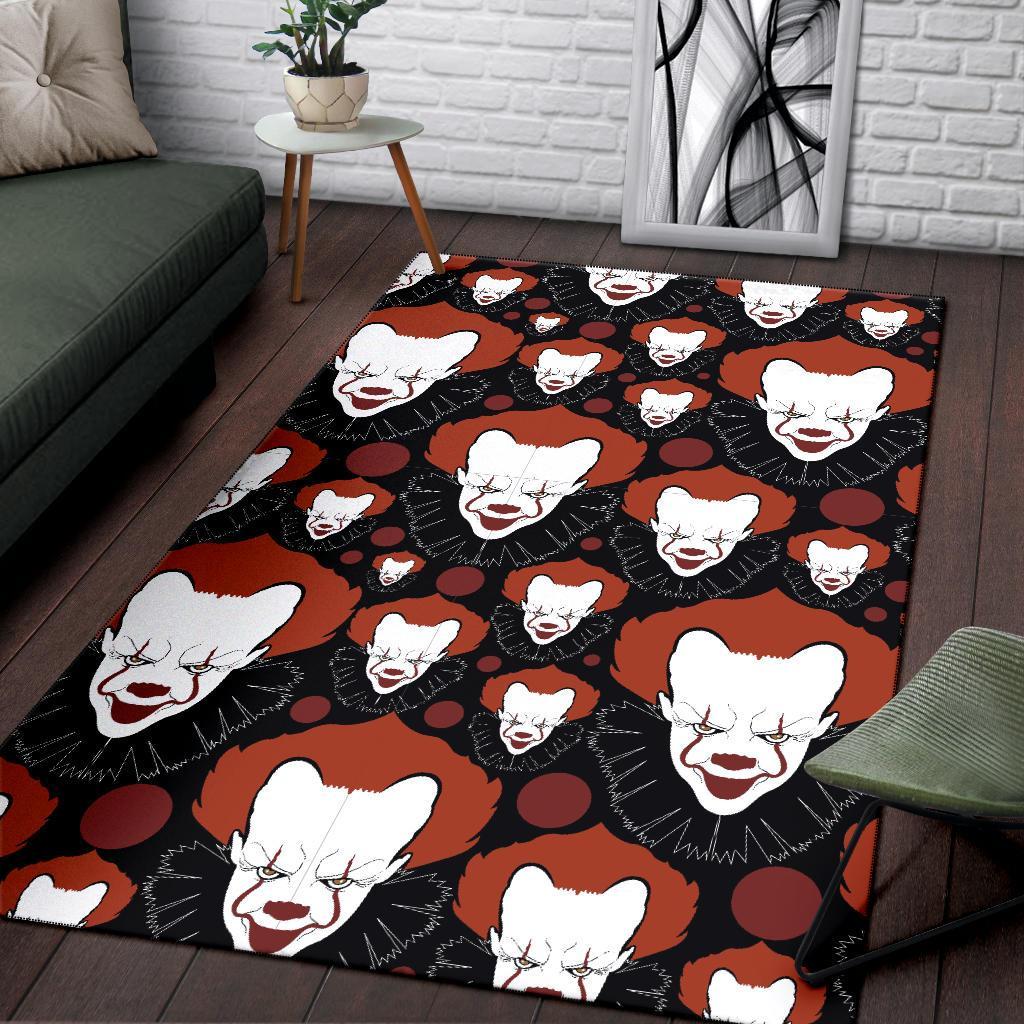 Scary Clown Pattern Print Floor Mat-grizzshop