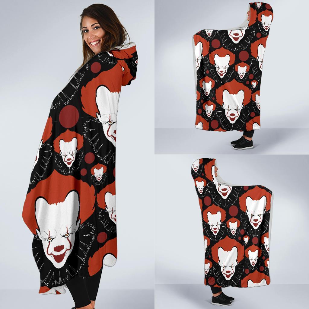 Scary Clown Pattern Print Hooded Blanket-grizzshop