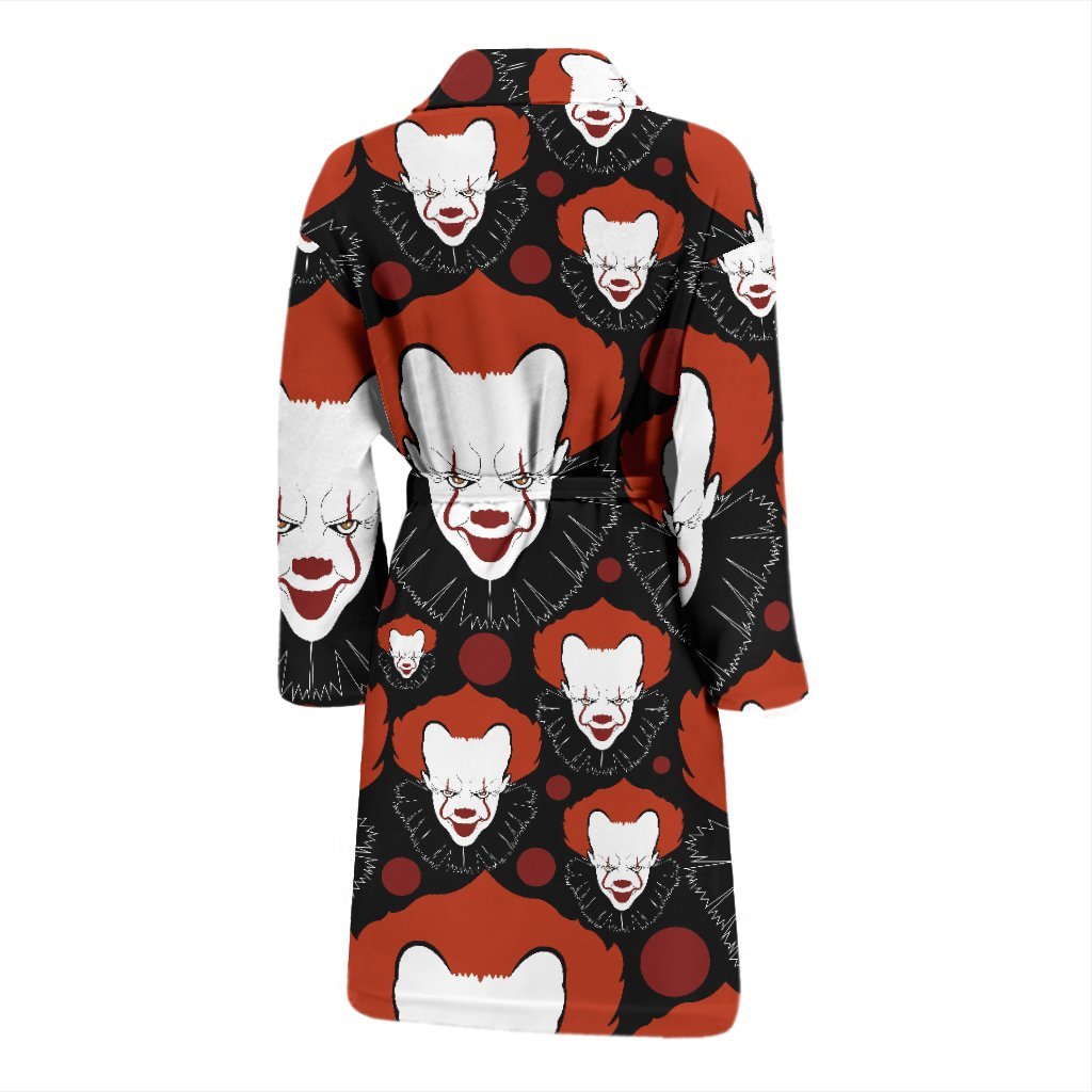 Scary Clown Pattern Print Men Long Robe-grizzshop