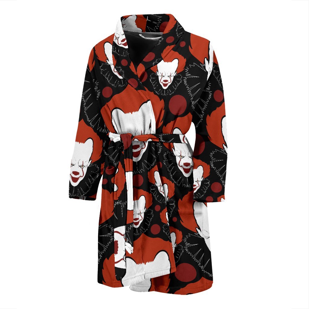 Scary Clown Pattern Print Men Long Robe-grizzshop