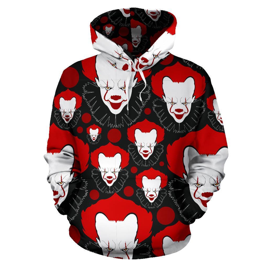 Scary Clown Pattern Print Men Women Pullover Hoodie-grizzshop