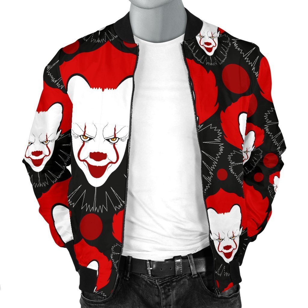 Scary Clown Pattern Print Men's Bomber Jacket-grizzshop