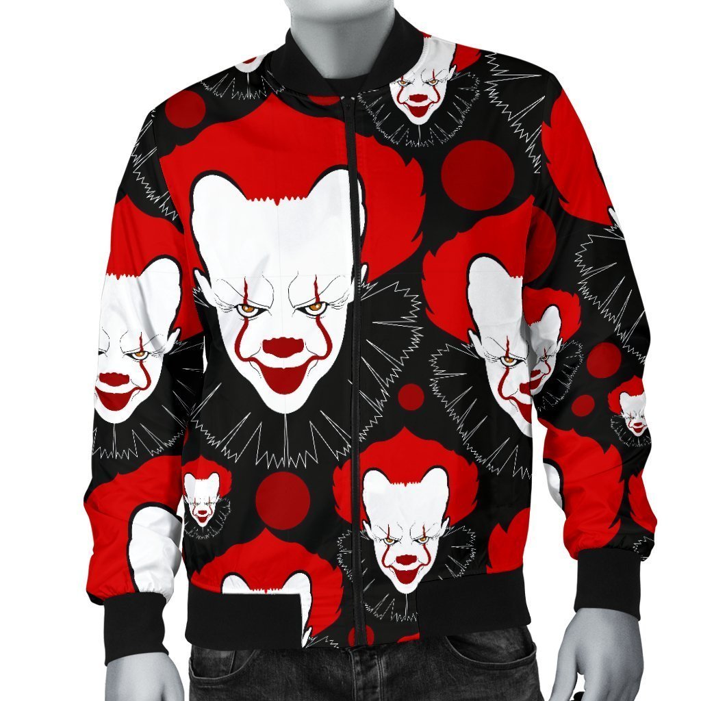 Scary Clown Pattern Print Men's Bomber Jacket-grizzshop