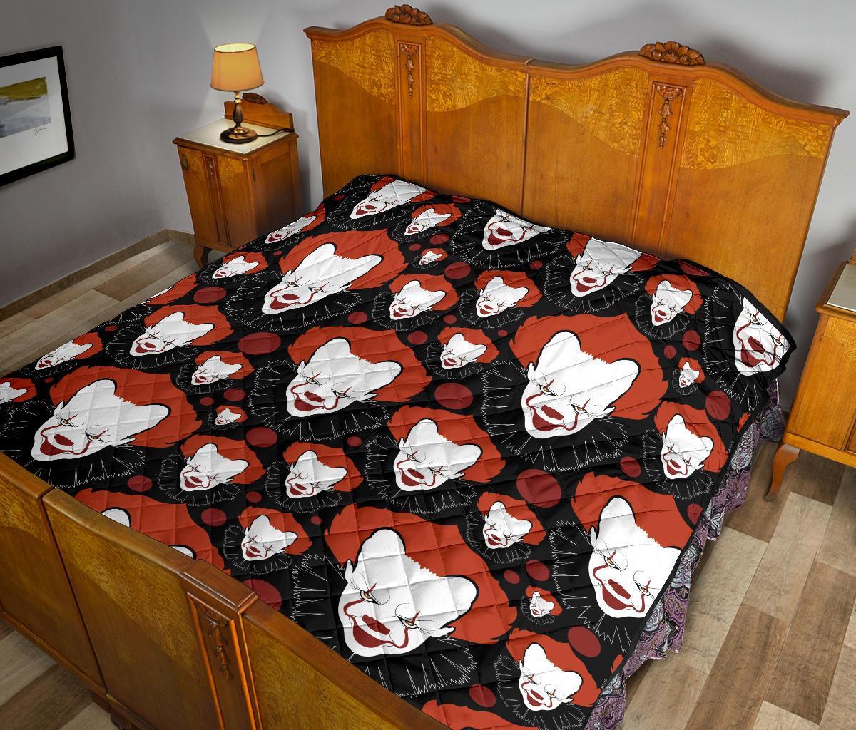 Scary Clown Pattern Print Quilt-grizzshop