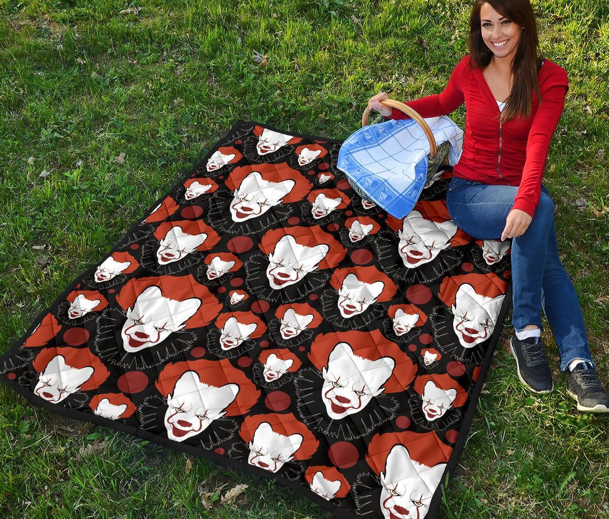 Scary Clown Pattern Print Quilt-grizzshop