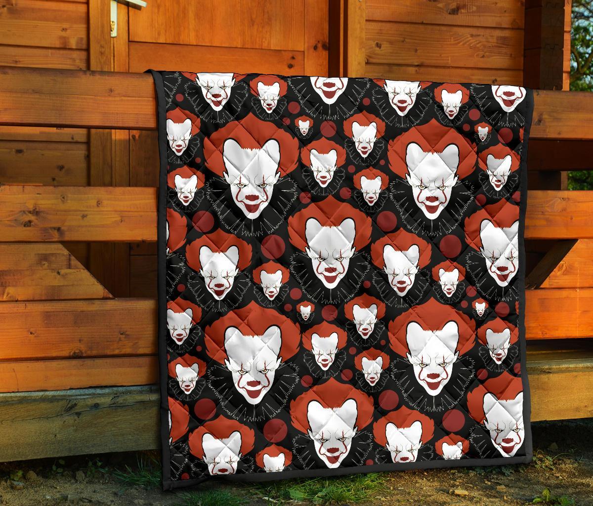 Scary Clown Pattern Print Quilt-grizzshop