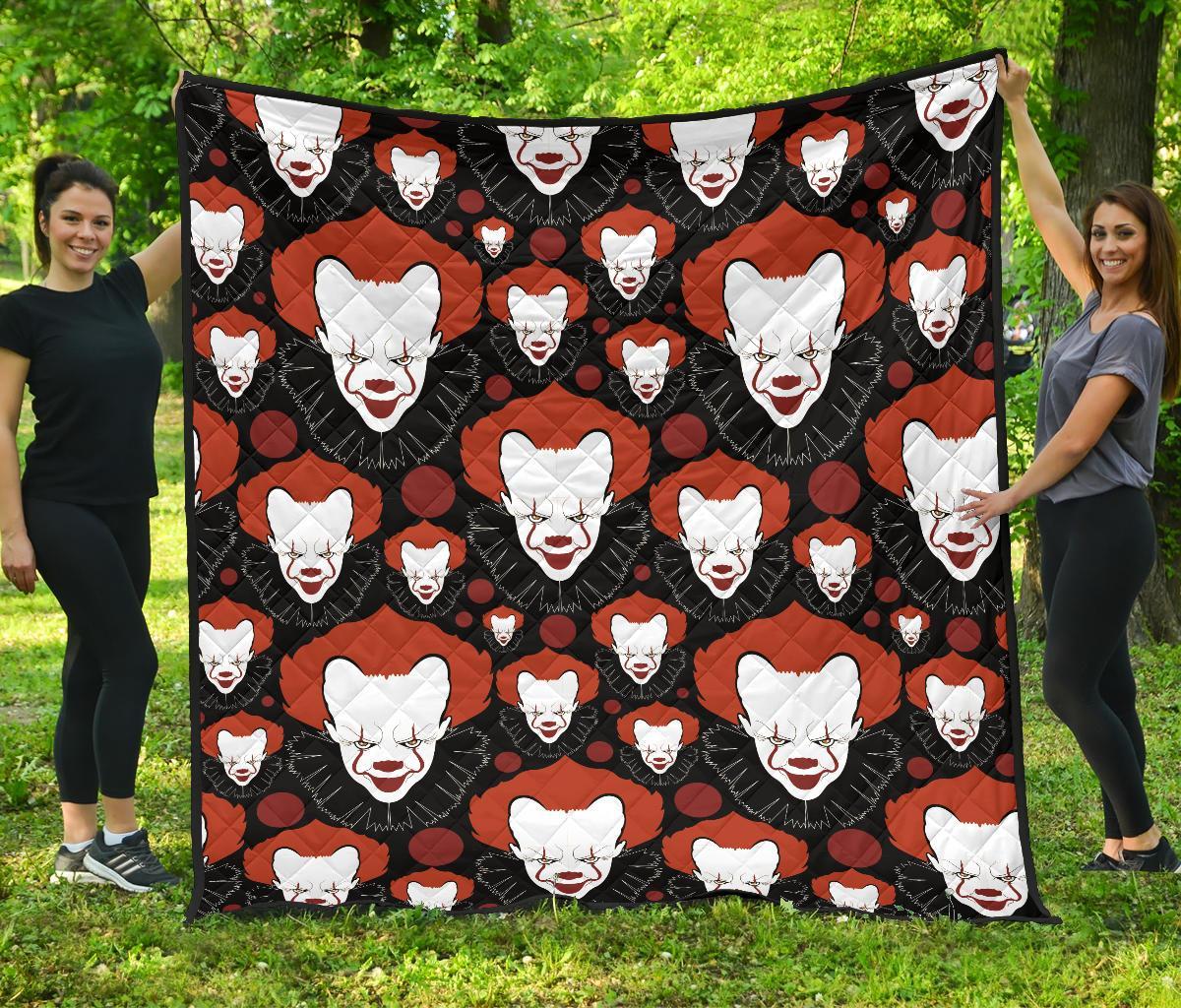 Scary Clown Pattern Print Quilt-grizzshop