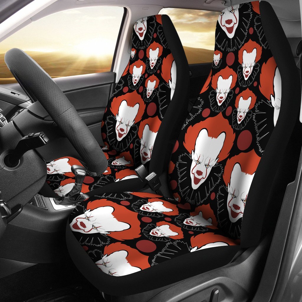 Scary Clown Pattern Print Universal Fit Car Seat Covers-grizzshop