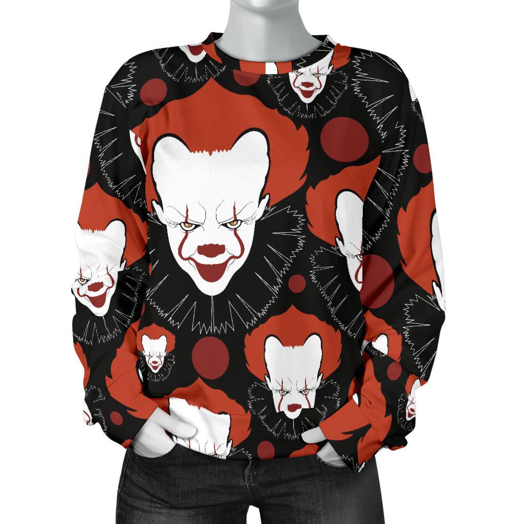 Scary Clown Pattern Print Women's Sweatshirt-grizzshop