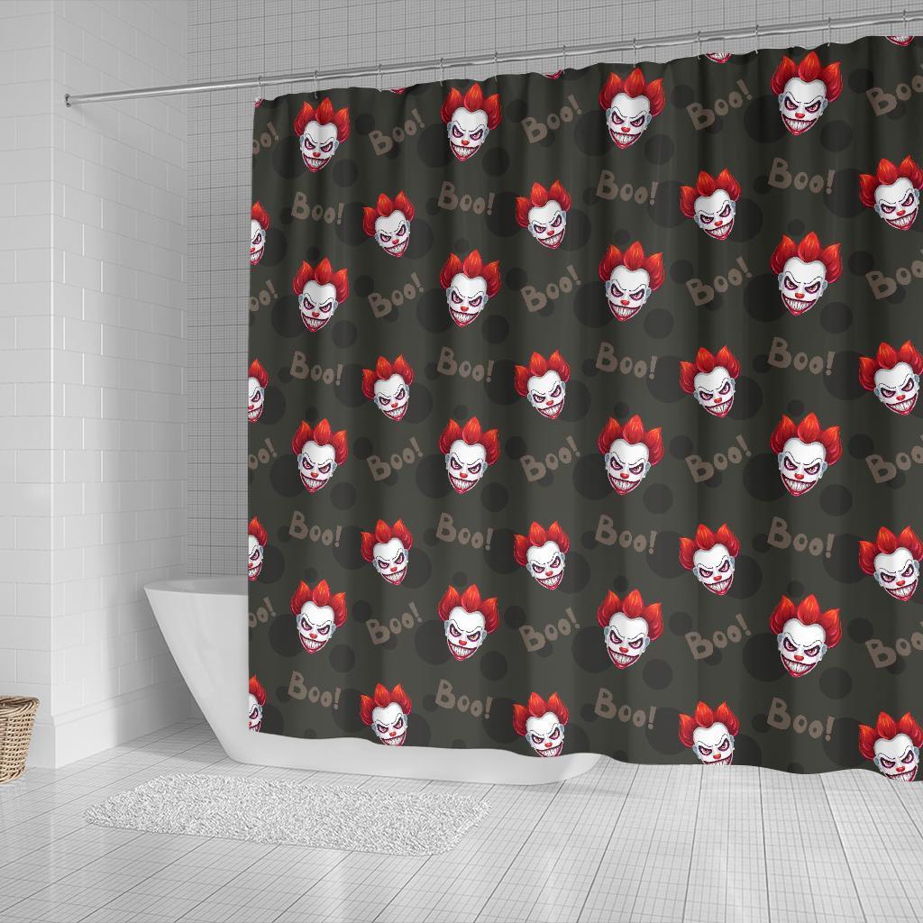 Scary Clown Print Pattern Bathroom Shower Curtain-grizzshop