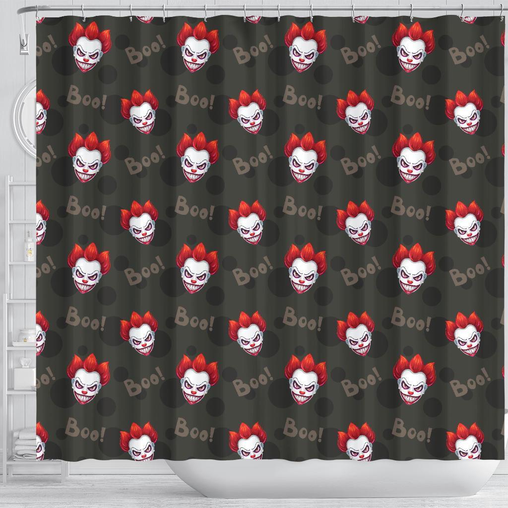 Scary Clown Print Pattern Bathroom Shower Curtain-grizzshop