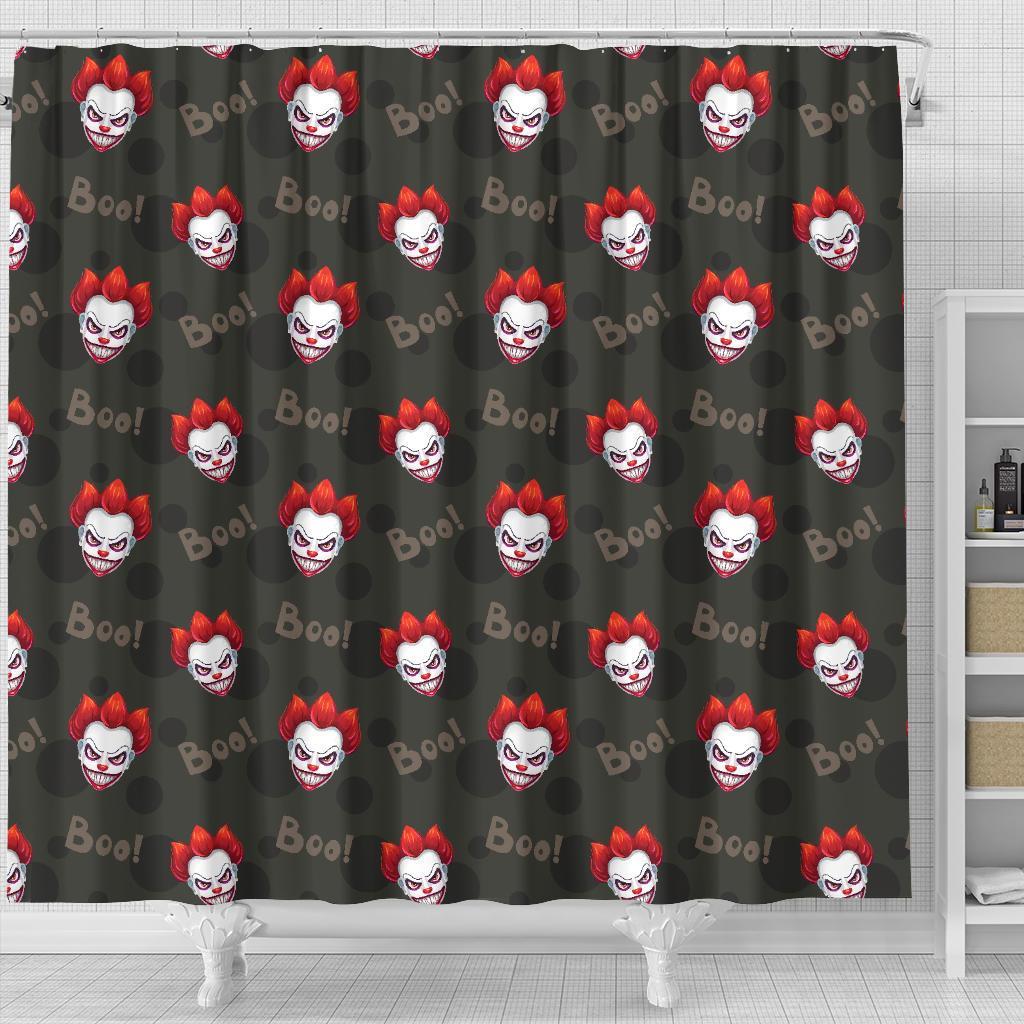 Scary Clown Print Pattern Bathroom Shower Curtain-grizzshop