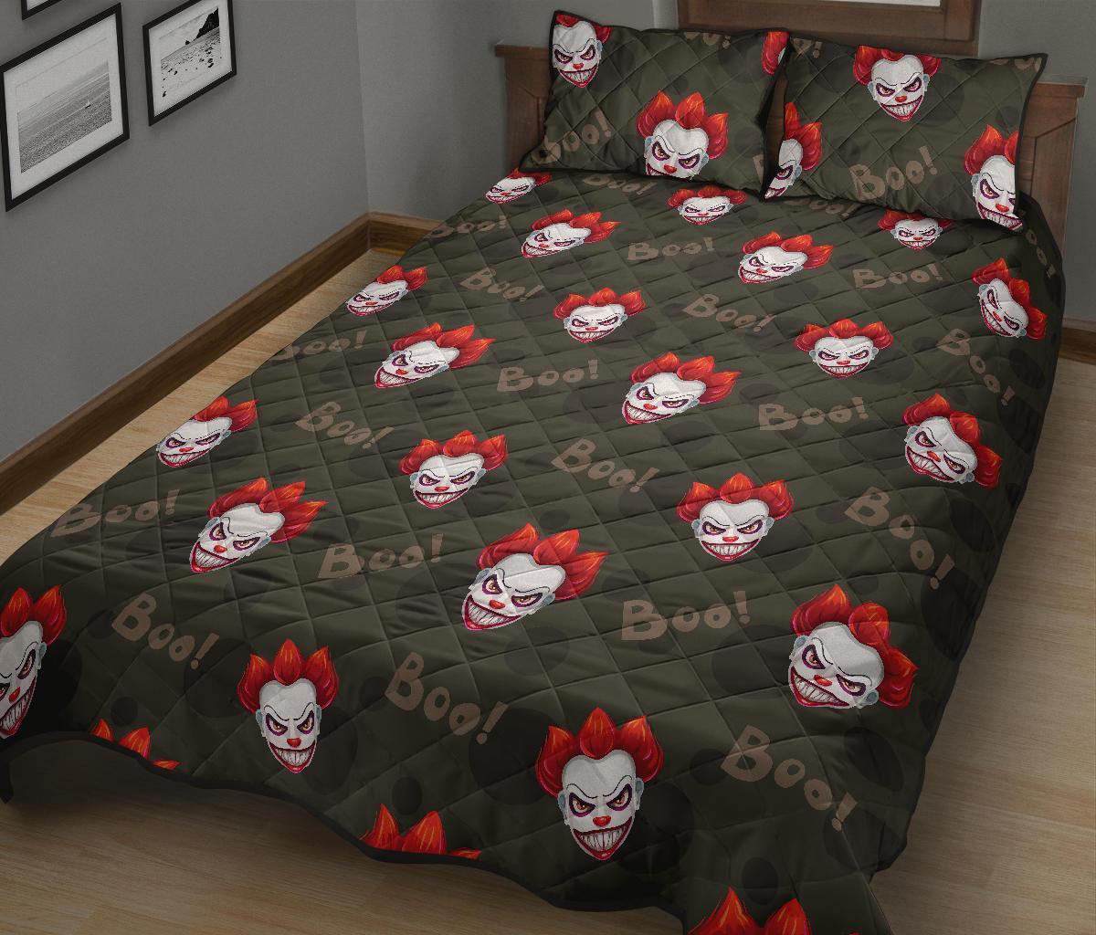 Scary Clown Print Pattern Bed Set Quilt-grizzshop