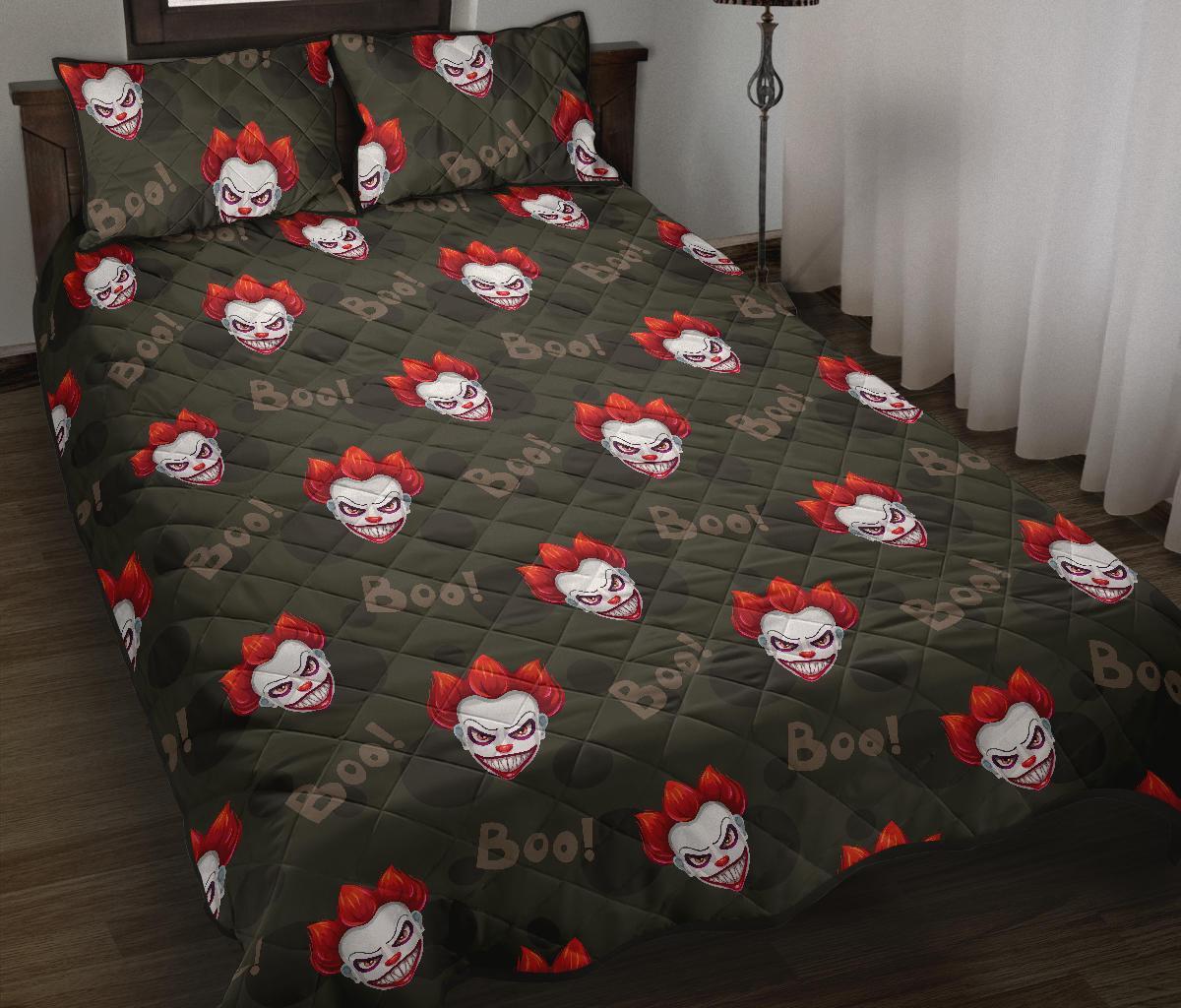 Scary Clown Print Pattern Bed Set Quilt-grizzshop