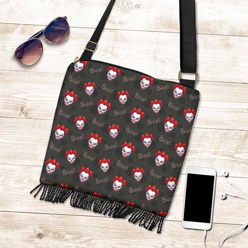 Scary Clown Print Pattern Crossbody bags-grizzshop