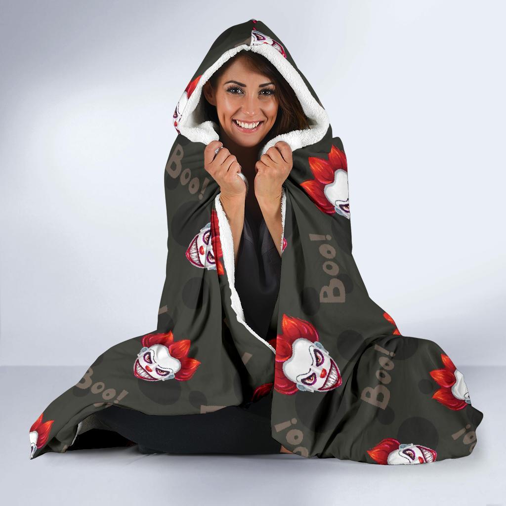 Scary Clown Print Pattern Hooded Blanket-grizzshop