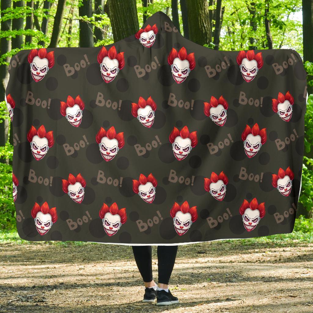 Scary Clown Print Pattern Hooded Blanket-grizzshop