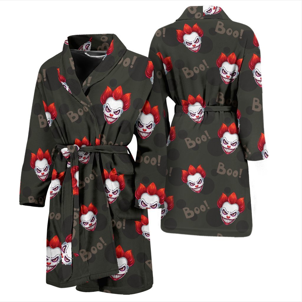 Scary Clown Print Pattern Men Long Robe-grizzshop