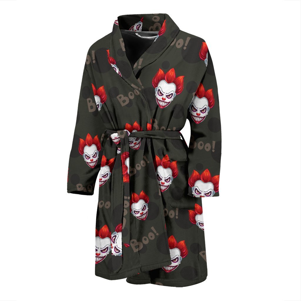 Scary Clown Print Pattern Men Long Robe-grizzshop
