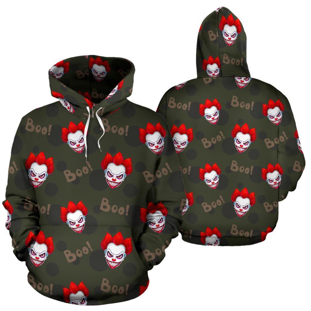 Scary Clown Print Pattern Men Women Pullover Hoodie-grizzshop