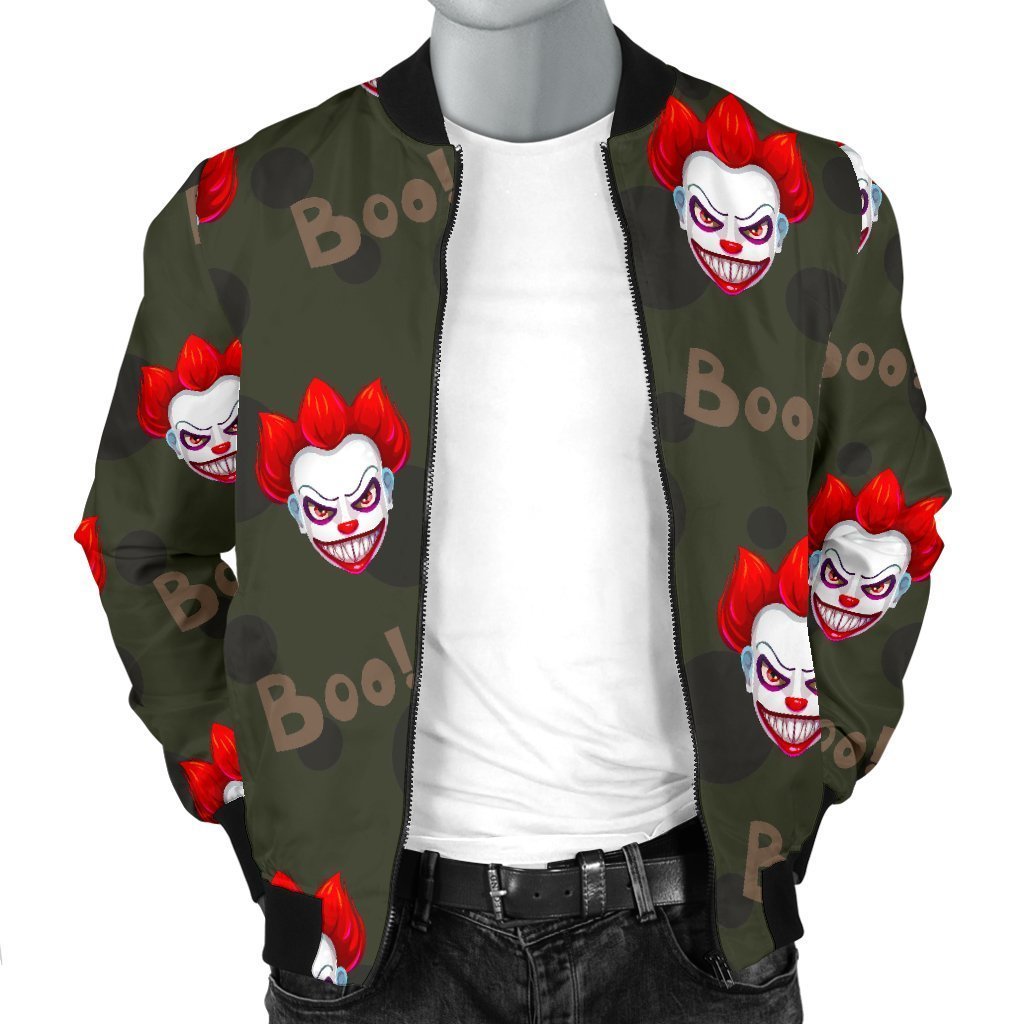 Scary Clown Print Pattern Men's Bomber Jacket-grizzshop