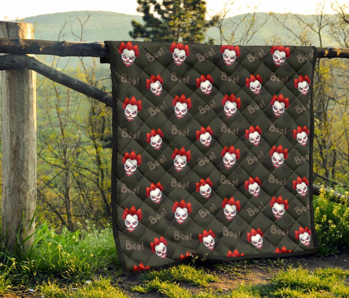 Scary Clown Print Pattern Quilt-grizzshop