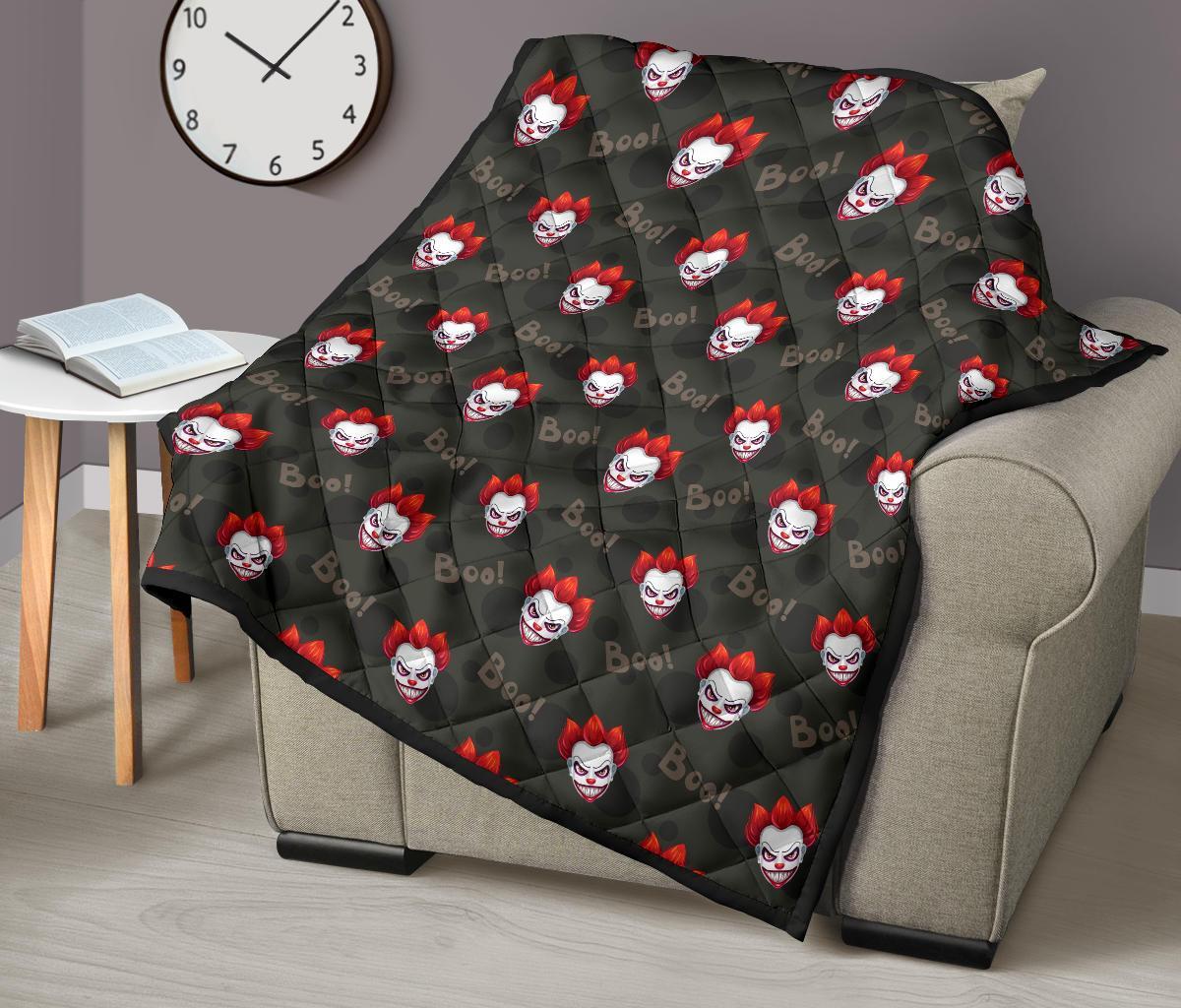 Scary Clown Print Pattern Quilt-grizzshop